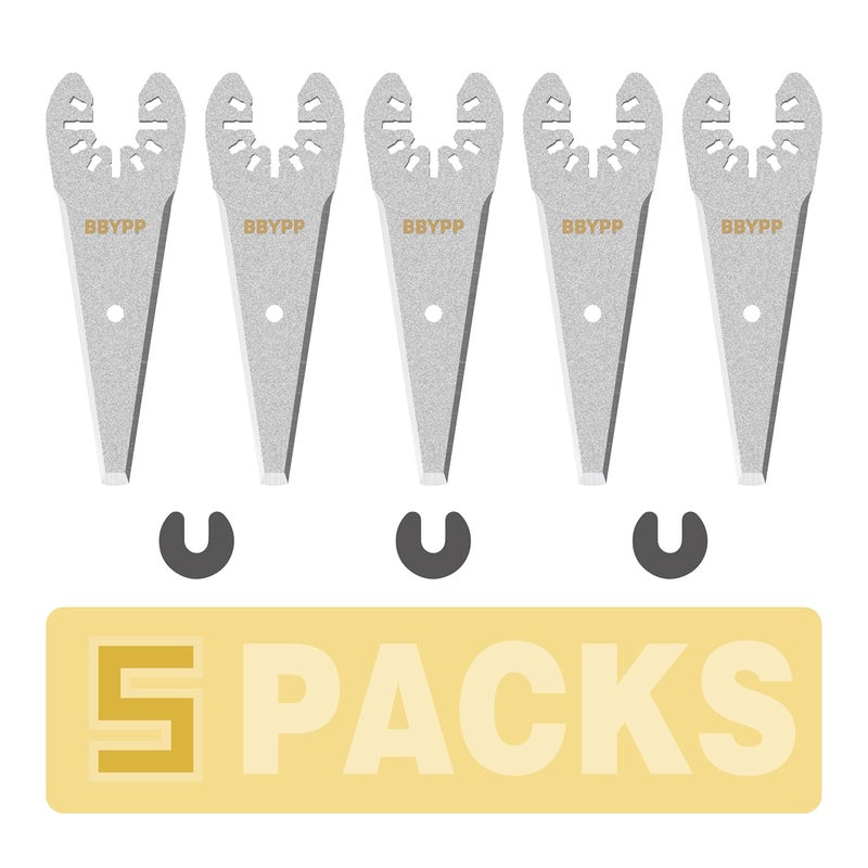 BBYPP 5pcs Tapered Sealant Cutting Blade, Oscillating Tool Caulk Removal Blade to Remove Paint Caulk Adhesive Sealant - Image 1